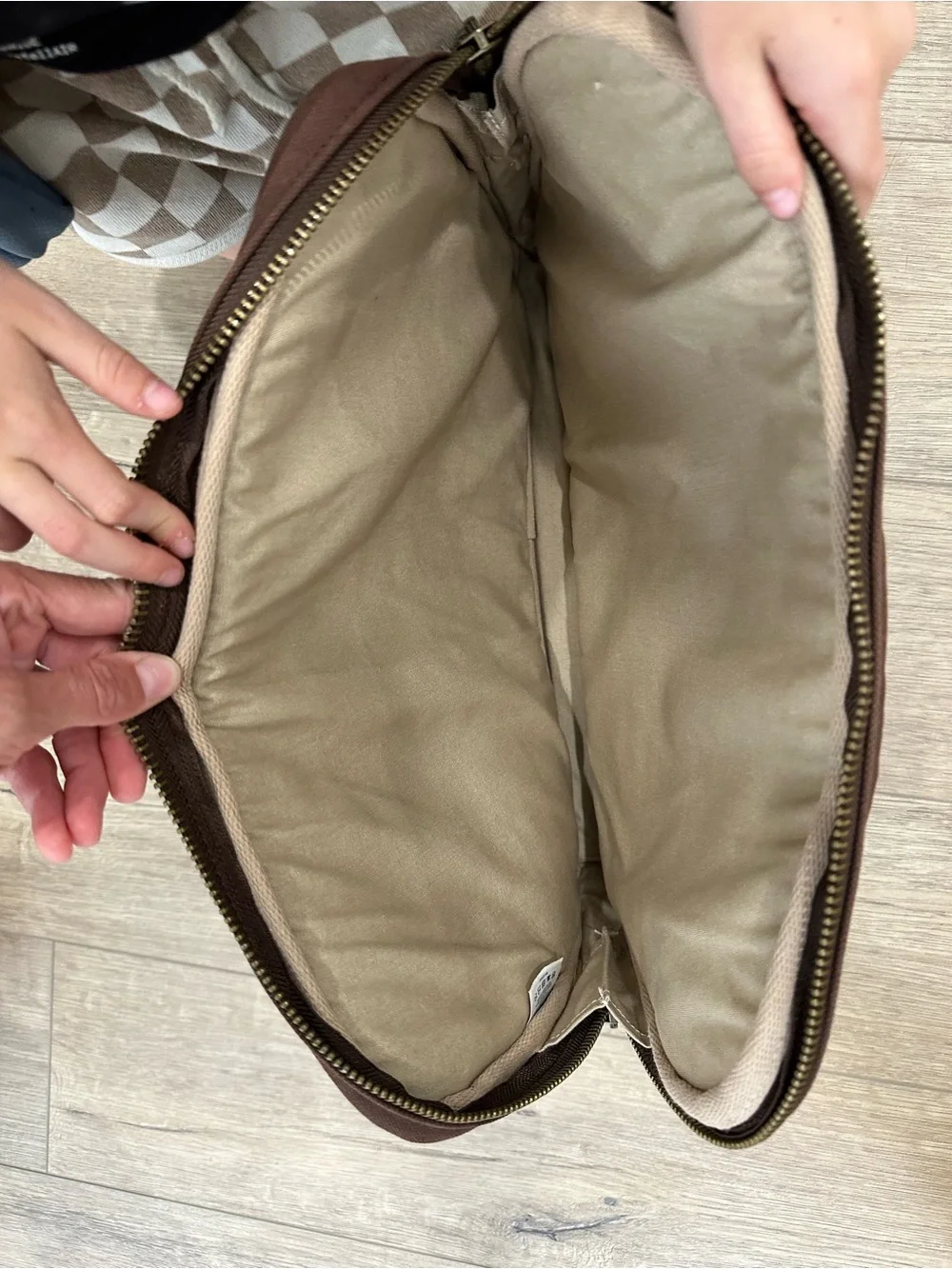 Lands' End Brown Laptop case zipper Travel Tech Pouch thick canvas men’s